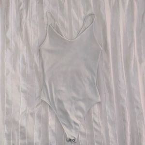 american eagle ribbed white bodysuit, size xs